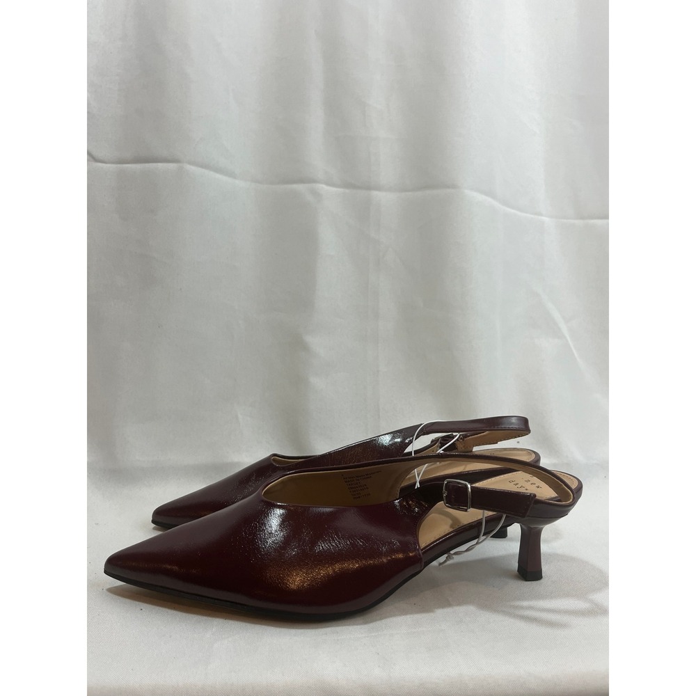 A New Day Womens Pointed Toe Slingback Kitten Heels Burgundy Size 9 NEW